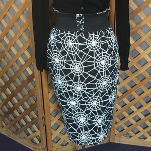 Spider Web Wiggle Skirt Goth Pinup Retro Halloween